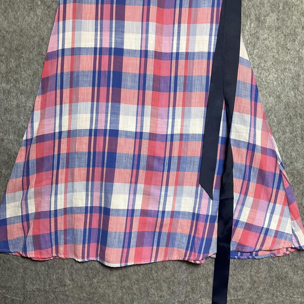 Joules Dress Womens 8 Pink Blue Plaid Sleeveless Tie Belt Midi Cottage New - Picture 3 of 14